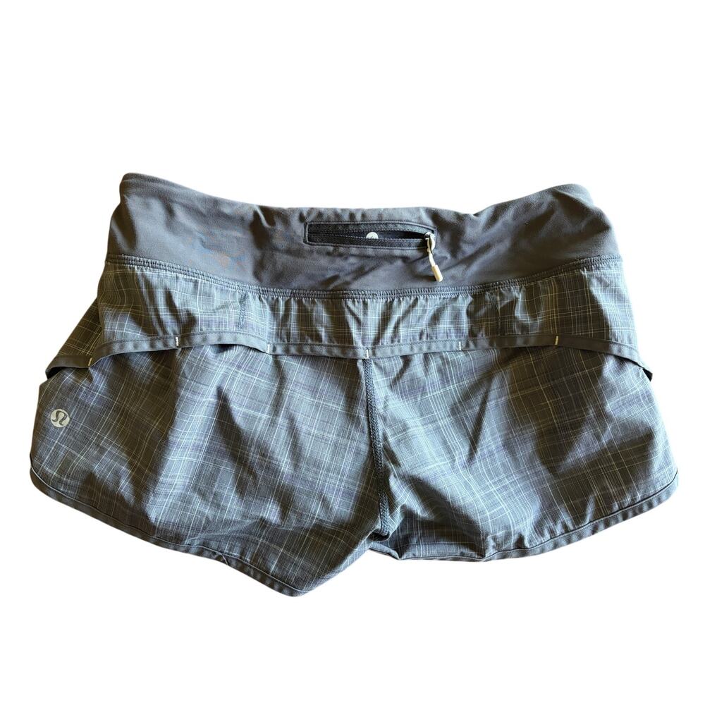 Lululemon Vintage Speed Shorts Size 6 Gray Plaid Running Athletic Lined